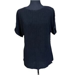 J Jill Linen Blend Sweater Tunic Soft Knit Black Size Small Slouchy Lagenlook